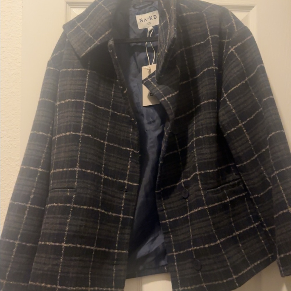 NA-KD Women's Plaid Jacket - Black